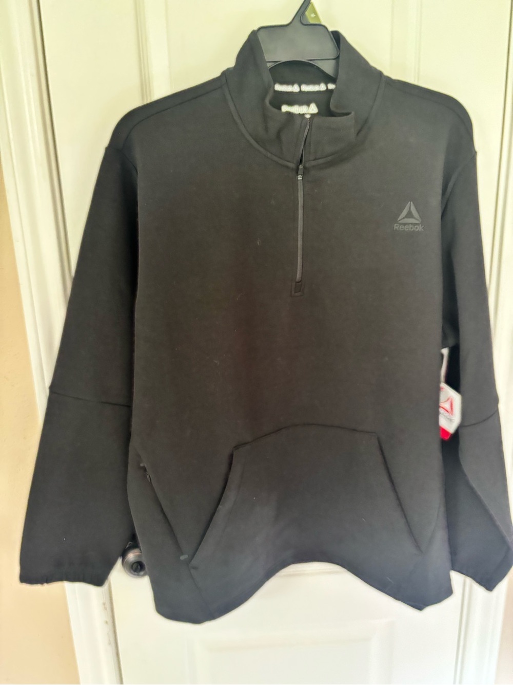 NWT Reebok‎ Men’s XL Black Quarter-Zip Pullover Cozy Sweater Sweatshirt
